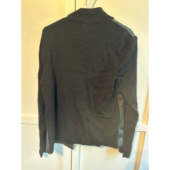 Mossimo Black Leather and Wool Blemd Zip Up Jacket XL - Picture 3 of 3